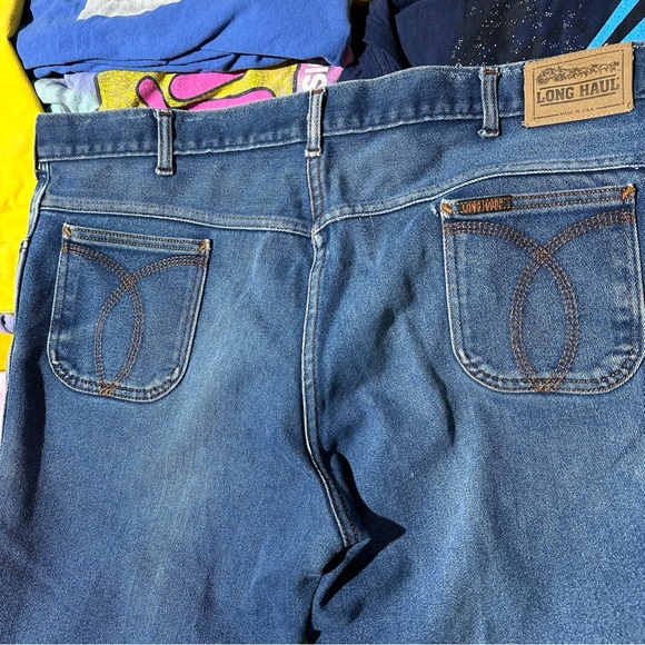 Vintage 80s Long Haul Jeans 44x30 Blue Denim Dark Wash - Picture 5 of 6